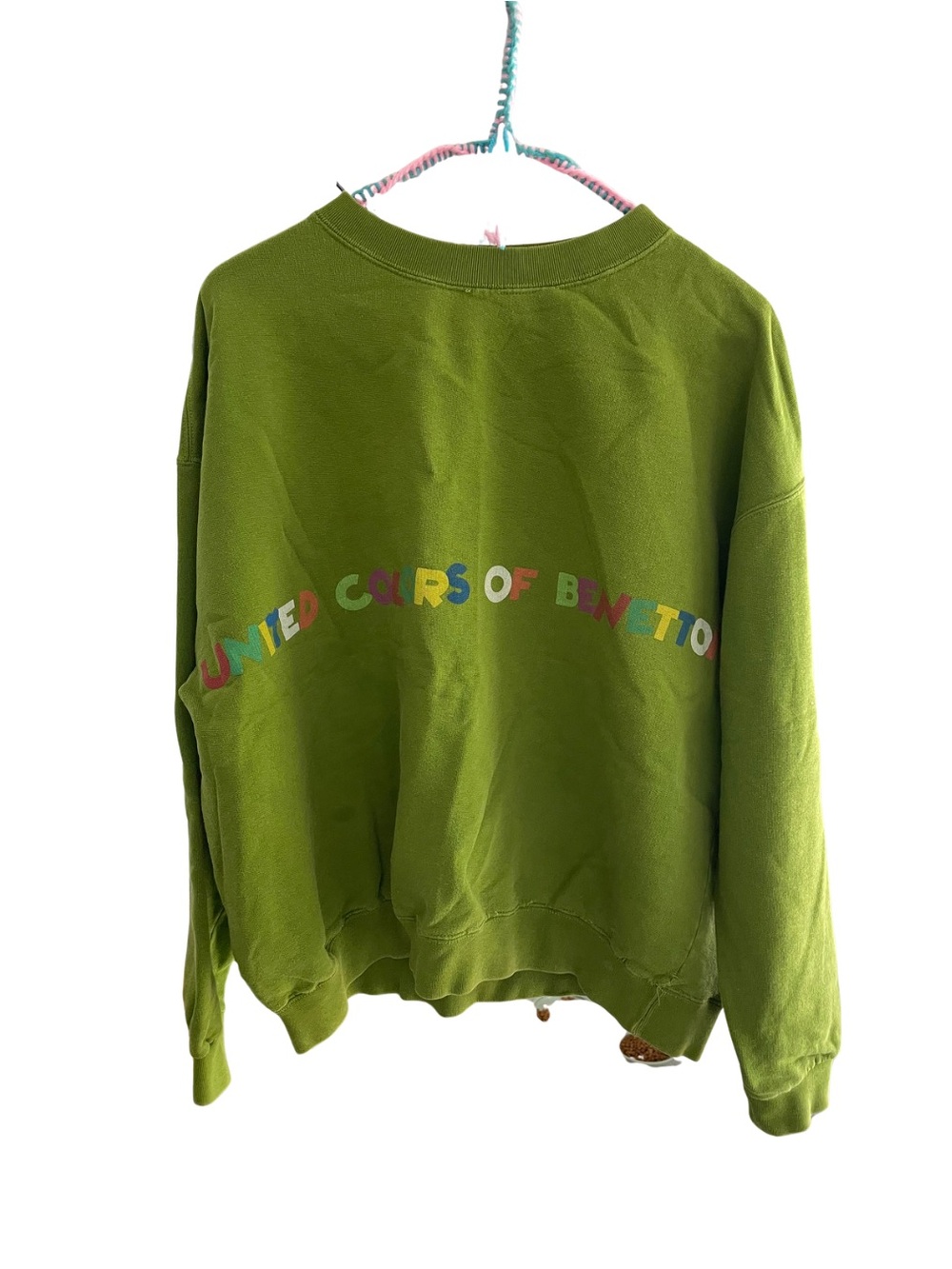 United Colors Of Benetton Olive Green Logo Sweatshirt Rainbow Pride